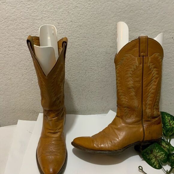 Justin Tan Cowboy Boots Style 8737 Men's Size 9 D Tan - Picture 1 of 15
